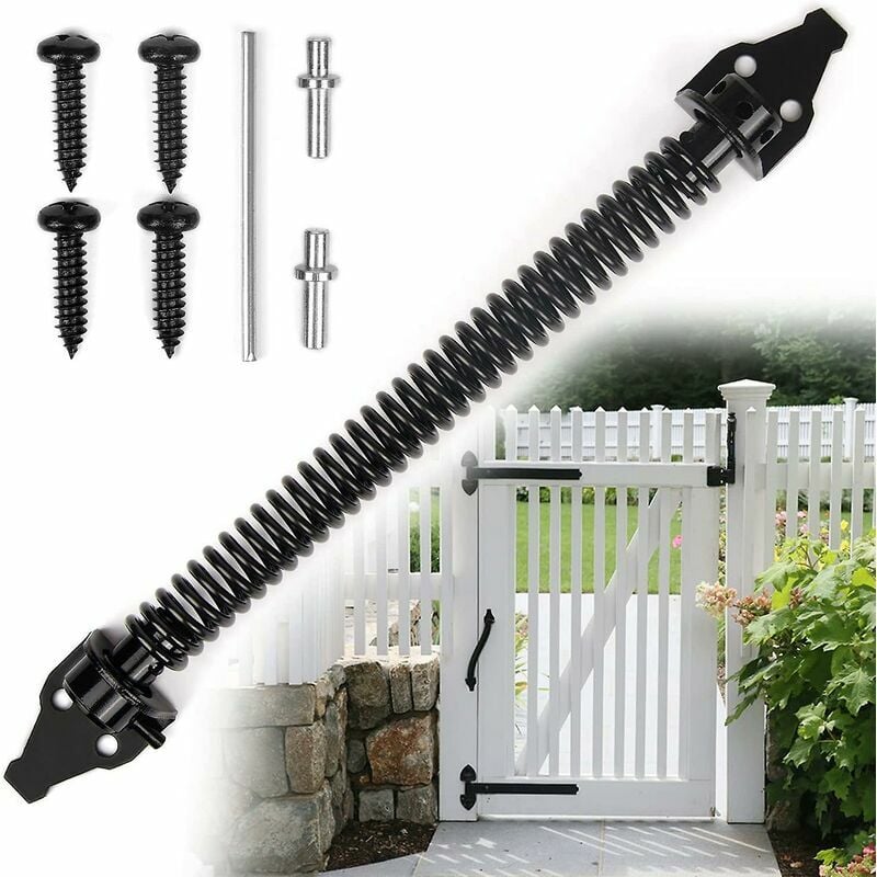 Tumalagia - Self Closing Gate Spring Hardware Adjustable Metal Spring Closure For Light To Heavy Duty Wooden Gates Door Fence Black Garden Gate