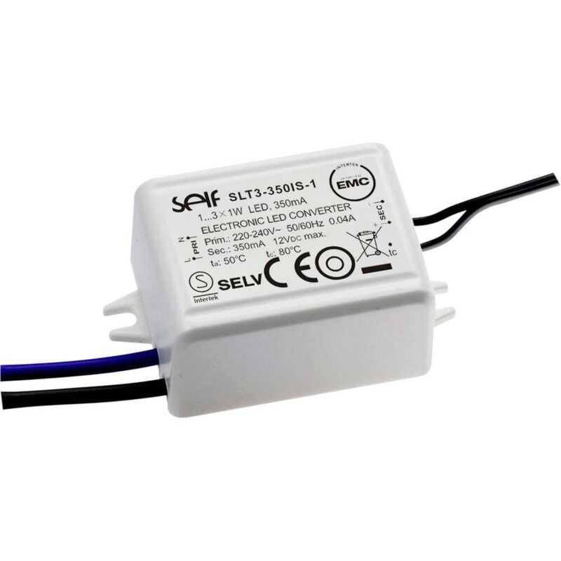 SLT3-350IS-1 driver de led à courant constant 3.15 w 350 ma 3.0 - 9.0 v/dc homologué pour les meubles, non dimm - Self Electronics