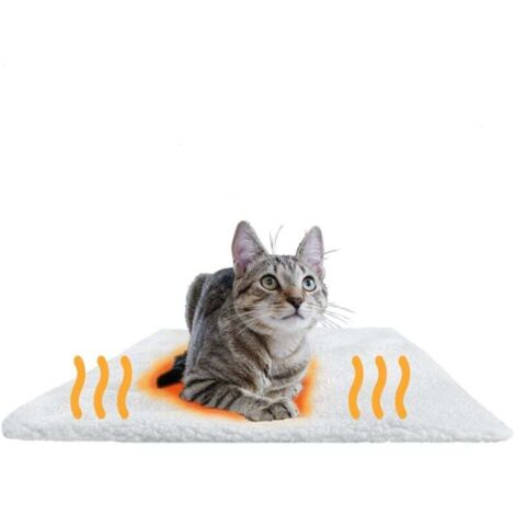 Self-Heating Cat and Dog Mat - Electric-Free Heated Cat Blanket, Soft and Plush, Ideal for Indoor & Outdoor Use - Non-Slip & Washable Cover (White) - 6145cm