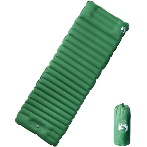 Self Inflating Camping Mattress with Pillow 1-Person Green vidaXL