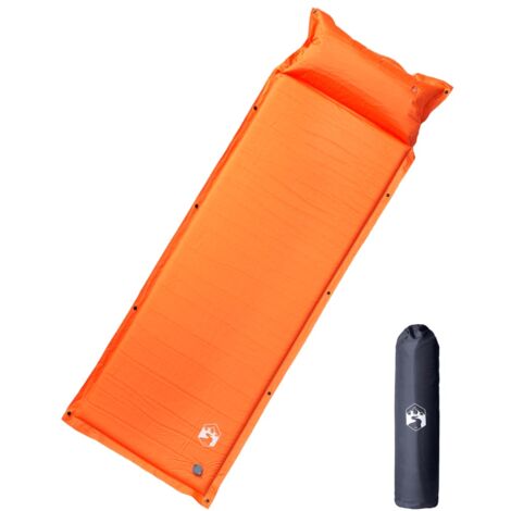 Self Inflating Camping Mattress with Pillow 1-Person Orange vidaXL