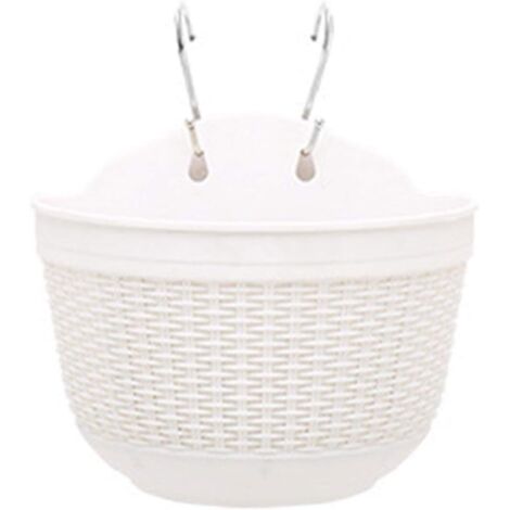 Self-Watering Hanging Flower Pot with Water Reservoir for Wall or Garden Decoration 25 x 16.5 x 15 cm, White