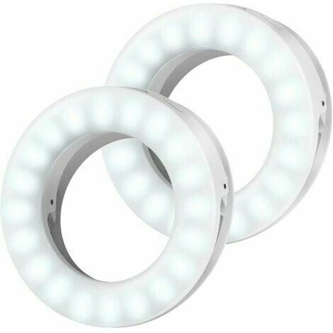 Selfie Licht, Handy Ringlicht, Selfie Ringlicht, USB Wiederaufladbares Ringlicht mit 3 einstellbaren Helligkeitsstufen, Ringlicht für Fotografie und Handy/Tablet (2er Pack)