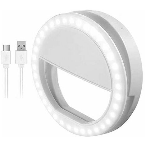 Selfie Ring Light, Anneaux Lumineux de Selfie avec lumière LED pour caméra, Rechargeable 36 LED comble-lumière, 3 Niveaux de luminosité réglable Lumière vidéo, Lumière de Nuit pour Smartphone