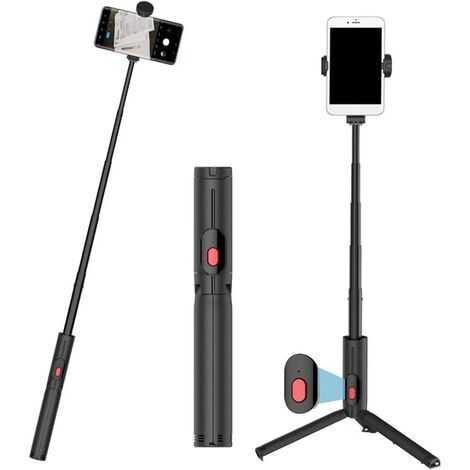 Selfie Stick, Bluetooth Selfie Stick Bluetooth Stativ Teleskopisch Verstellbarer Selfie Stick 3 in 1 Ausziehbar 360° Rotation für