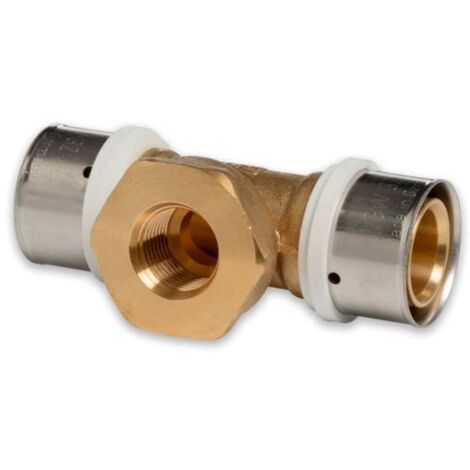 Selfio-Press Aluverbund Pressfitting T-Stück Innengewinde 32 x 3 - 1/2" - 32 x 3 TH + U Kontur DVGW