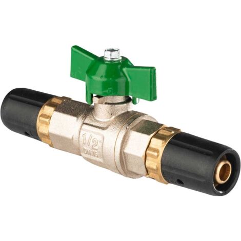 Selfio-Steck Aluverbund Steckfitting  Kugelhahn für Trinkwasser 16 x 2 mm grün, Sanitär DVGW