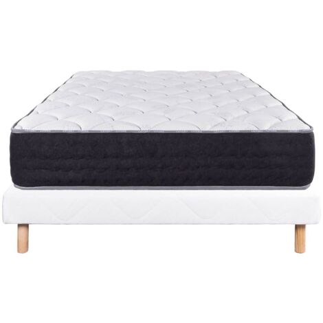 SELIAN - Ensemble Matelas Ressorts Ep.27cm + Sommier Tapissier Blanc 160x200 cm