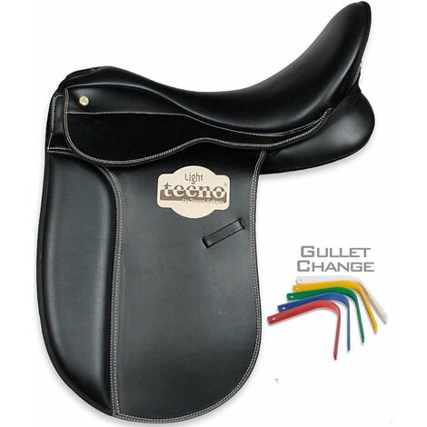 Sella da dressage Barbarano in similpelle con archetto intercambiabile e arcione in fiberglass: 18'' = 45 cm, Nero