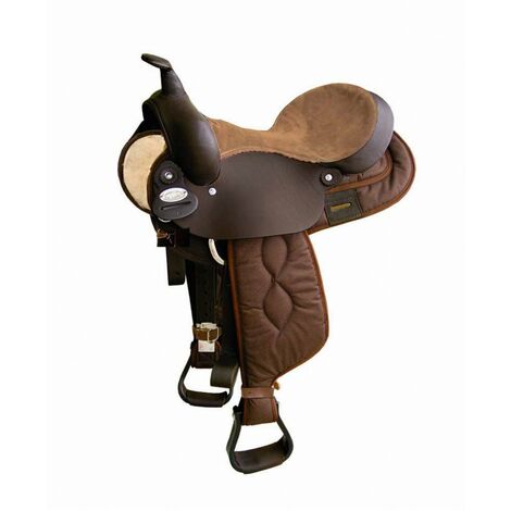 Sella da Pleasure in cuoio e cordura con seggio in pelle scamosciata e imbottitura antishock: 15", marrone (04)