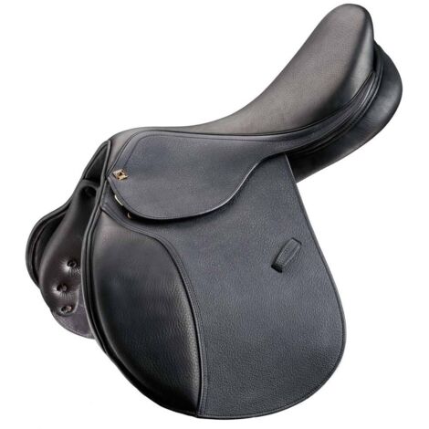 Sella da salto modello London in pelle di vitello Close Contact stile francese e seggio medio profondo: 18", Nero