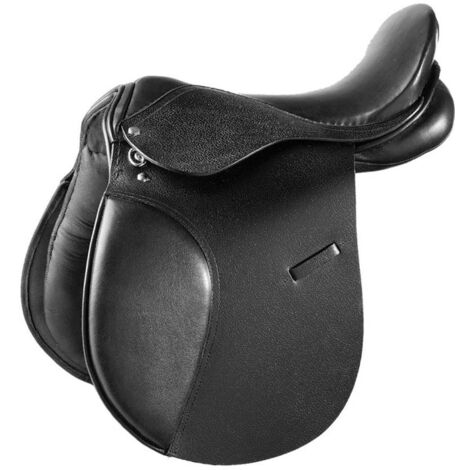 Sella inglese da completo modello Milano con quartieri in cuoio martellato seggio e cuscini in materiale sintetico: 17'', Nero 10