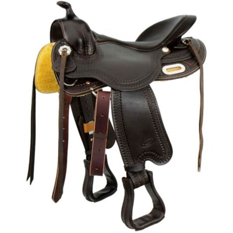 Sella western Freemax treeless in cuoio ingrassato Short Back Buffalo senza arcione: 16"