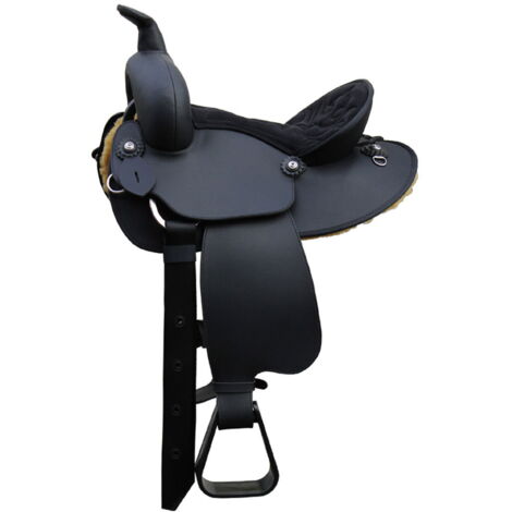 Sella western in cuoio sintetico con gonna stondata e arcione misura pony
