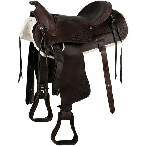 Sella western Natowa Junio nr 114 in cuoio completa di sottopancia anteriore e posteriore: 13", Marrone(04)