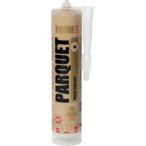 Sellador acrílico para madera FOME FLEX Parquet – color roble, elástico y lijable – juntas de parquet y rodapiés – interior