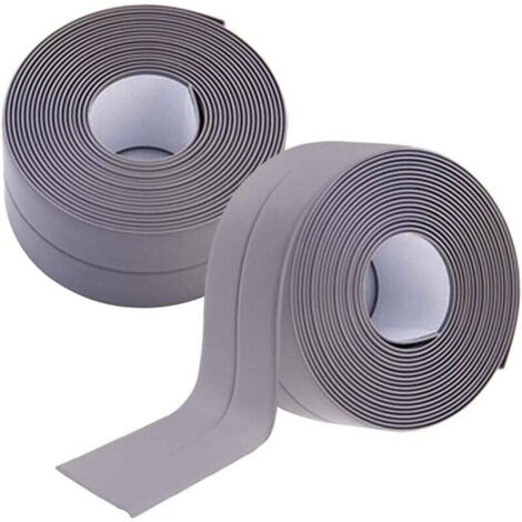 Sellador autoadhesivo para ducha KZQ, sello de silicona para baño, tira autoadhesiva impermeable de PVC gris, sello antimoho para puerta de ducha, cocina, inodoro y ventana.