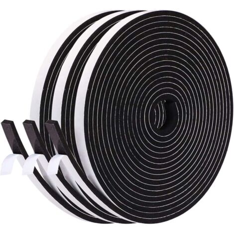 Sellador de espuma adhesiva para ventanas, sellado de caucho antioxidante para puerta de entrada, 6 mm x 3 mm, 15 m en total, sellado multiusos insonorizante y resistente al viento, evita arrugas en m