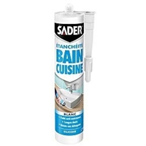 SELLADOR DE SILICONA SADER BAÑO Y COCINA - PARA JUNTAS INTERIORES - COLOR: BLANCO - CARTUCHO DE 280 ML