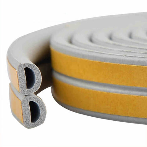 Sellador para puertas y ventanas de perfil D, adhesivo fuerte, insonorizante y resistente a la intemperie, 6 metros (gris)