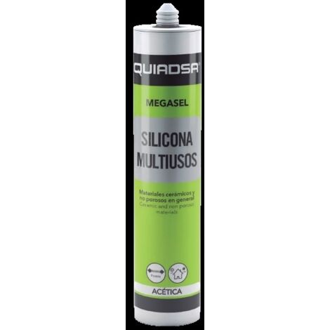 Sellador silicona acetica Multiusos Megasel Quiadsa Megasel  Blanco Cr de 280 ml.