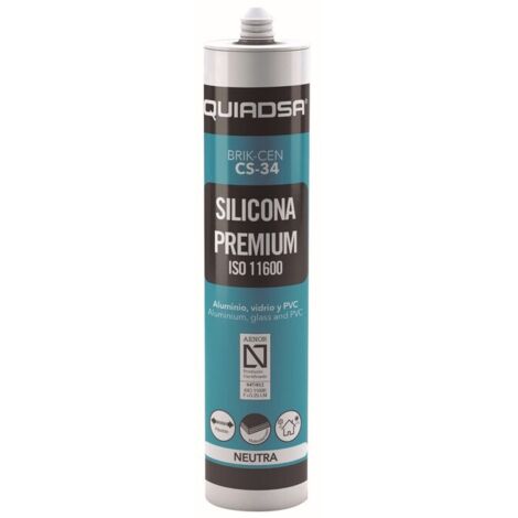 Sellador silicona neutra Cs-34 premiun Quiadsa  y gama de colores Brik-Cen Cs-34 RAL 7016 Cr de 300 ml.