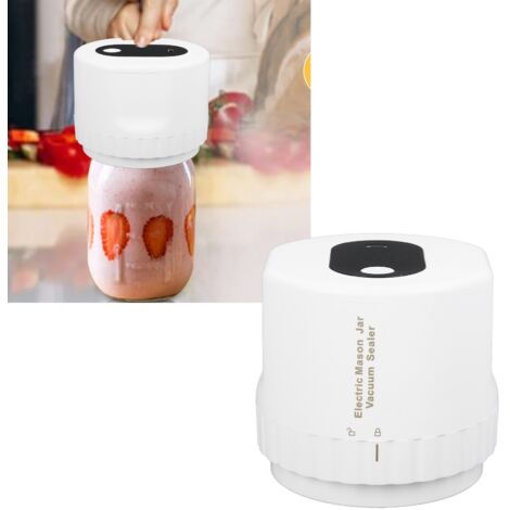 Selladora al vacío automática recargable por USB para tarros con tapa, placa de circuito ABS, blanca, 489 g, 104 x 94 mm, incluye batería 18650.