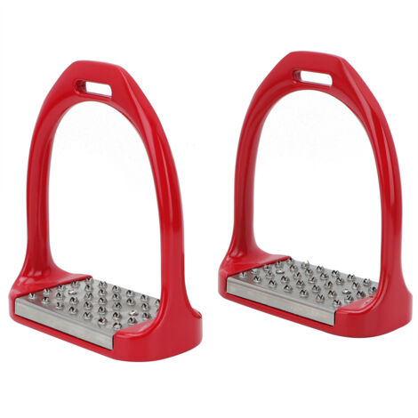 Selle de cheval antidérapante en aluminium, 1 paire, étriers anglais, équitation, sécurité équestre (rouge)