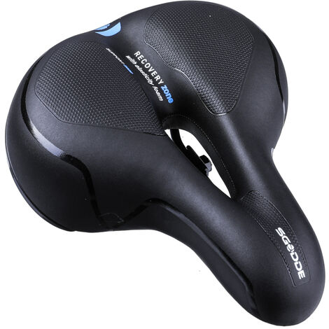 Selle De Vélo, Selle De Vélo En Mousse à Mémoire De Rebond Lent, Selle De Vélo Ergonomique Creuse, Selle De Randonnée Large, Selle De VTT Imperméable Et Respirante Hommes Femmes Noir 25 x 21cm