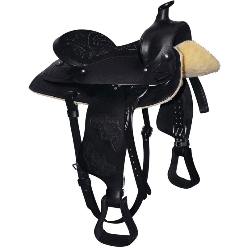 Sartore - marrone - Selle western en cuir bon marché avec siège en daim