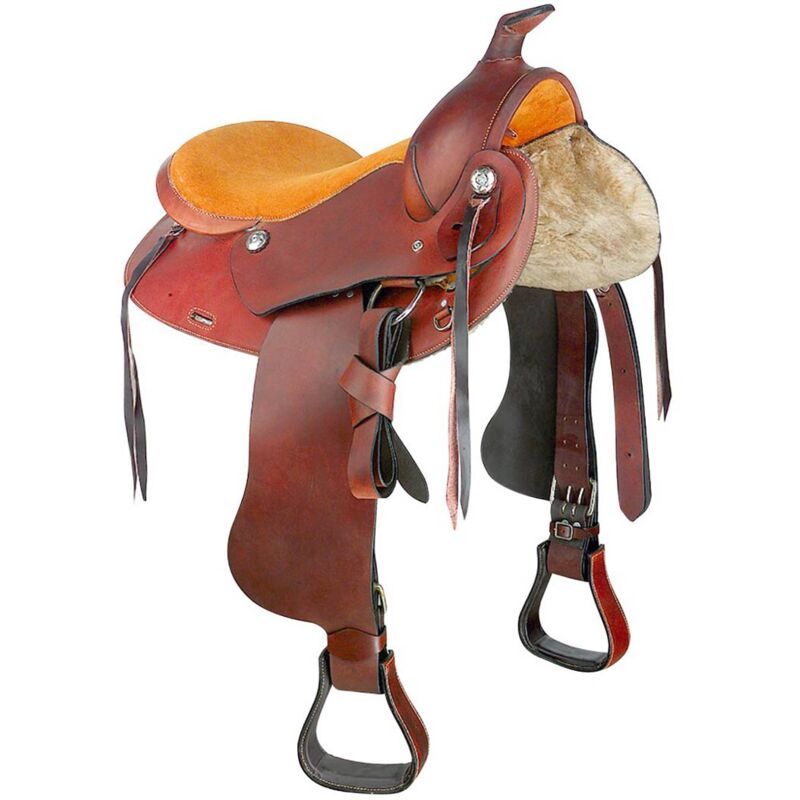 15", nero: Selle western en cuir lisse avec jupe arrondie