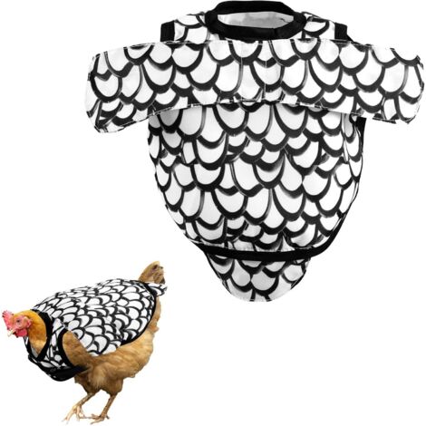Selles de Poulet pour Poules, Tablier Protection Dorsale pour Poules Housse Selle d'Accouplement avec Bretelles Réglables Protéger Picage et l'Accouplement (Noir et Blanc)