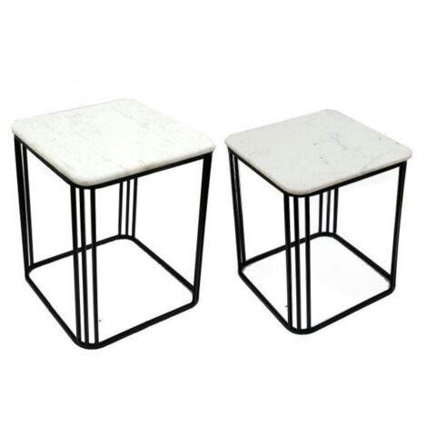 Sellette carrée plateau en marbre (lot de 2)