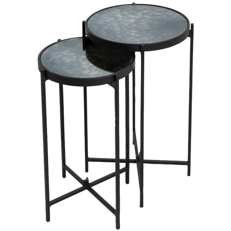 Sellette gigogne en métal et en verre Florian