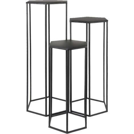 THE HOME DECO FACTORY Sellette Gigogne Metal Noir X3