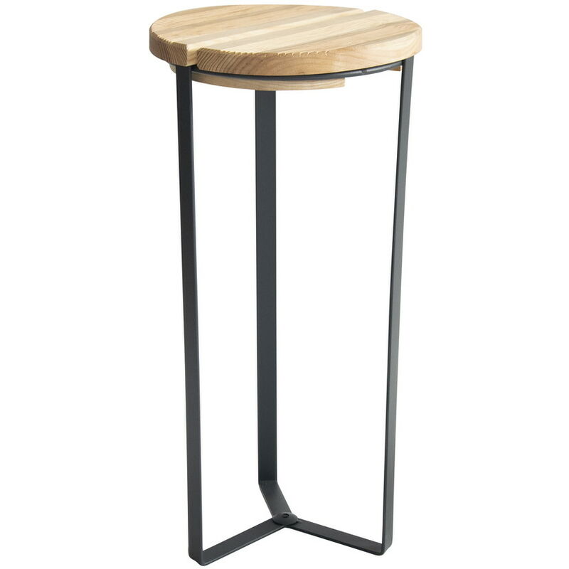 Sellette industrielle haute fer plat Plateau bois - 50x29 - Acier époxy - Louis Moulin