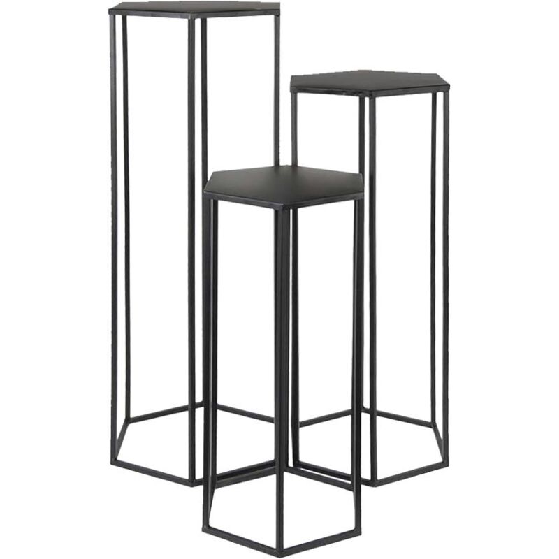 The Home Deco Factory - Lot de 3 sellettes hexagonales en métal noir