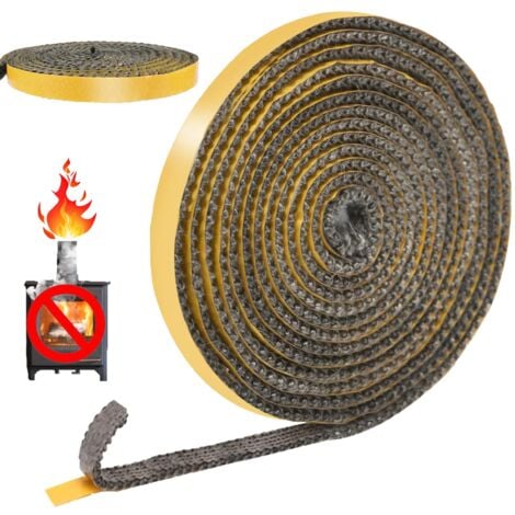 Sello autoadhesivo para inserto de chimenea de 4 m, sellos de fibra de vidrio, sello de puerta para estufa de leña, chimenea, puerta de horno de leña, resistente al calor 600 grados Celsius (3 mm x 10
