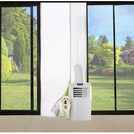 Sello de ventana para aire acondicionado portátil, paño de calafateo de ventana para aire acondicionado portátil y secadora de ropa 1 pieza blanca (puerta 90x210cm)