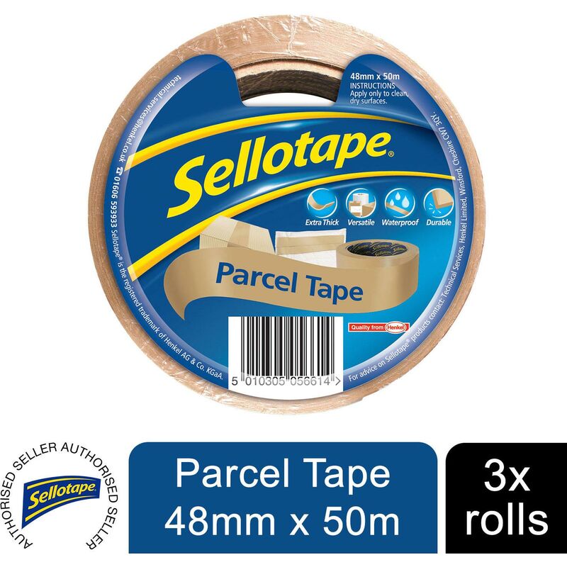 Brown High-Strength Packaging Tape for Professional&Office Use, 3Rolls - Sellotape