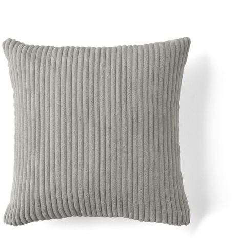 Selma - coussin - en velours côtelé - 40x40 cm - gris clair
