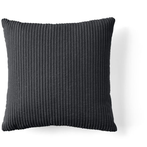 Selma - coussin - en velours côtelé - 50x50 cm - gris foncé