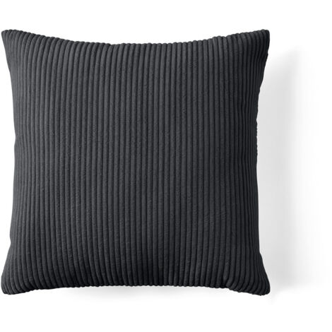 Selma - coussin - en velours côtelé - 60x60 cm - gris foncé