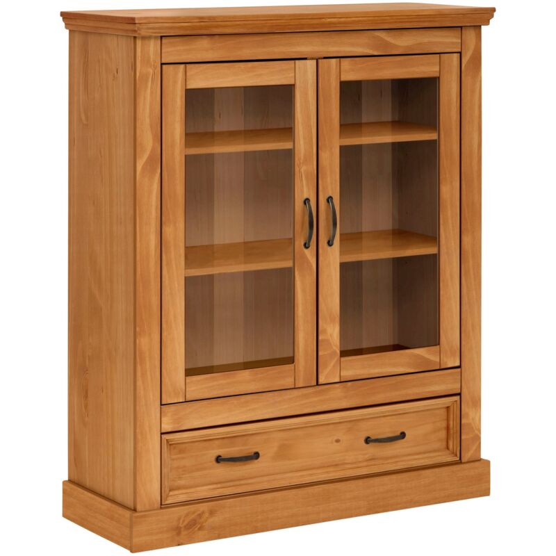SelmaVitrine avec 2 portes et 1 tiroir en pin
