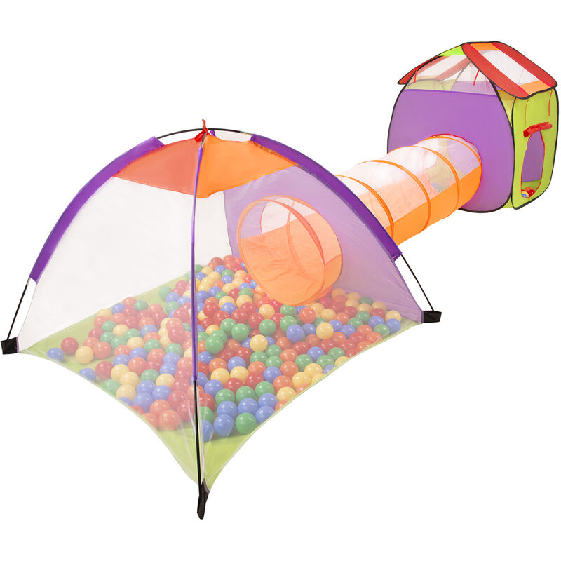 Selonis 3En1 Tente De Jeux Avec Tunnel Piscine À Boules Avec 200 Balles Pour Enfants, Multicolore:Jaune/Vert/Bleu/Rouge/Orange