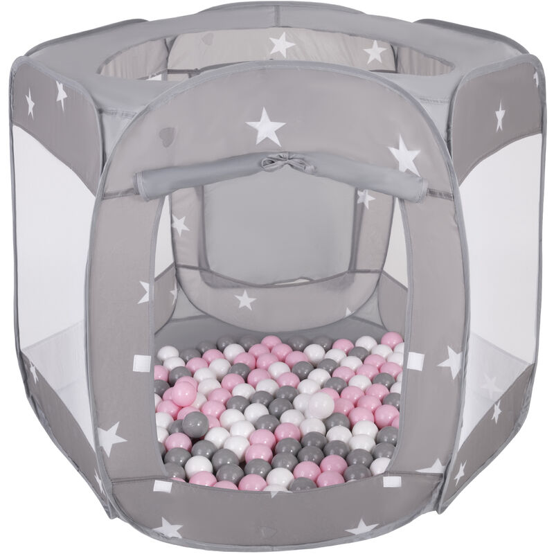 

Selonis - Corralito Tienda Plegable 120X100x85cm Con 900 Bolas Coloridas Para Niños, Gris:Blanco/Gris/Rosa Claro - gris:blanco/gris/rosa claro