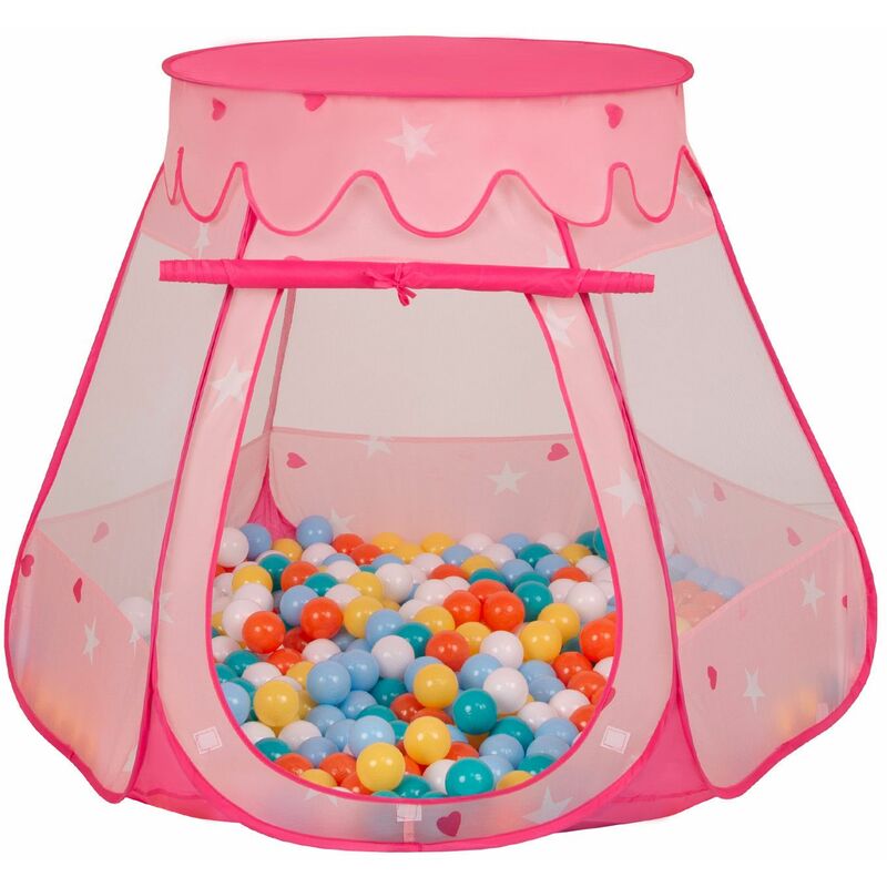 

Tienda 105X90cm/100Bolas De Campaña/Castilo Plegable Con Bolas Certificadas 6Cm Para Niños, Rosa:Blanco/Amarillo/Naranja/Azul Claro/Turquesa