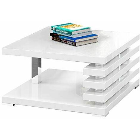 Selsey ARIENE - Table Basse Design (Blanc Brillant, 60x60 cm)
