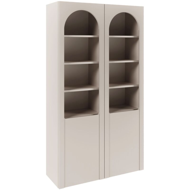 Selsey ARKADIA – Vitrine avec portes cintrées et façades en verre, gris cachemire, 100 cm Selsey ARKADIA – Vitrine avec portes cintrées et façades en verre, gris cachemire, 100 cm