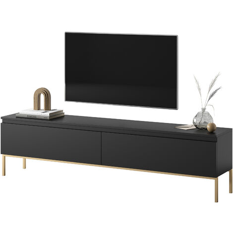 Selsey Armoire TV Bemmi 175 cm noir avec pieds dorés